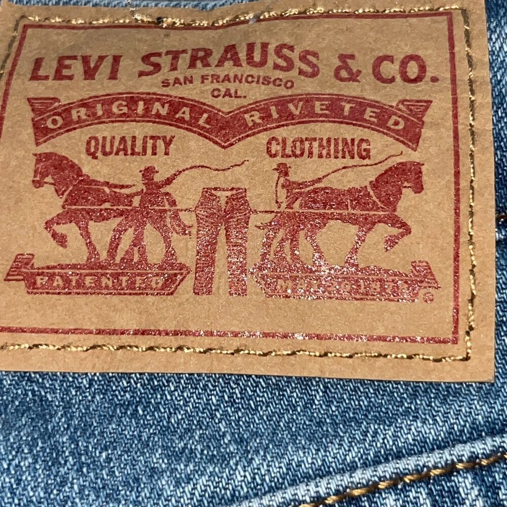 LEVI'S RIBCAGE BELL BLUE JEANS - BIG BELL BOTTOM FLARE EXTREME HIGH WAIST  28X30 - Picture 6 of 14